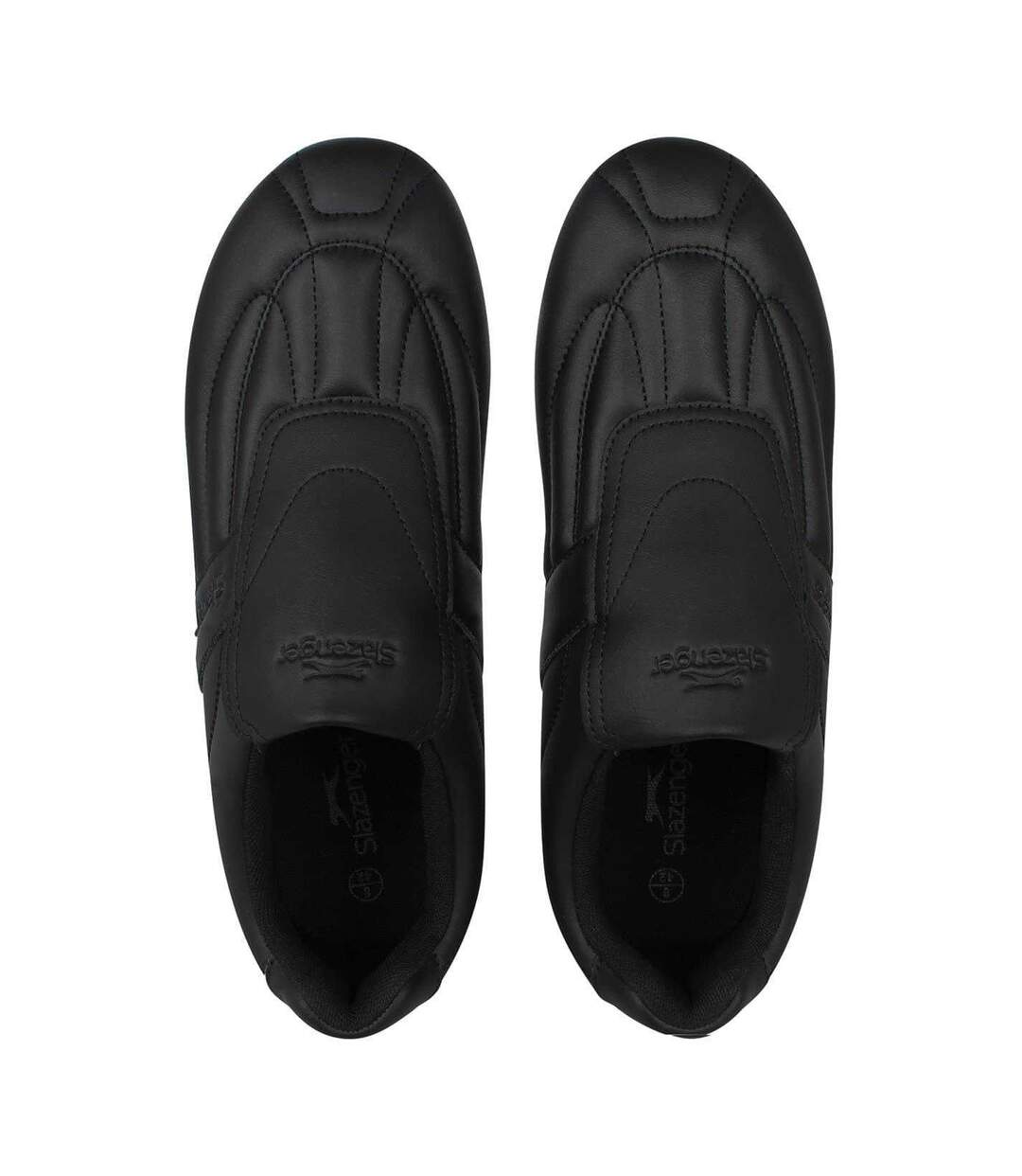 Mens Warrior Leather Slip-on Trainers Black Charcoal Slazenger-4