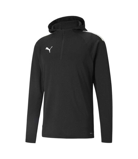 Mens Teamliga Quarter Zip Training Hoodie Black White Puma