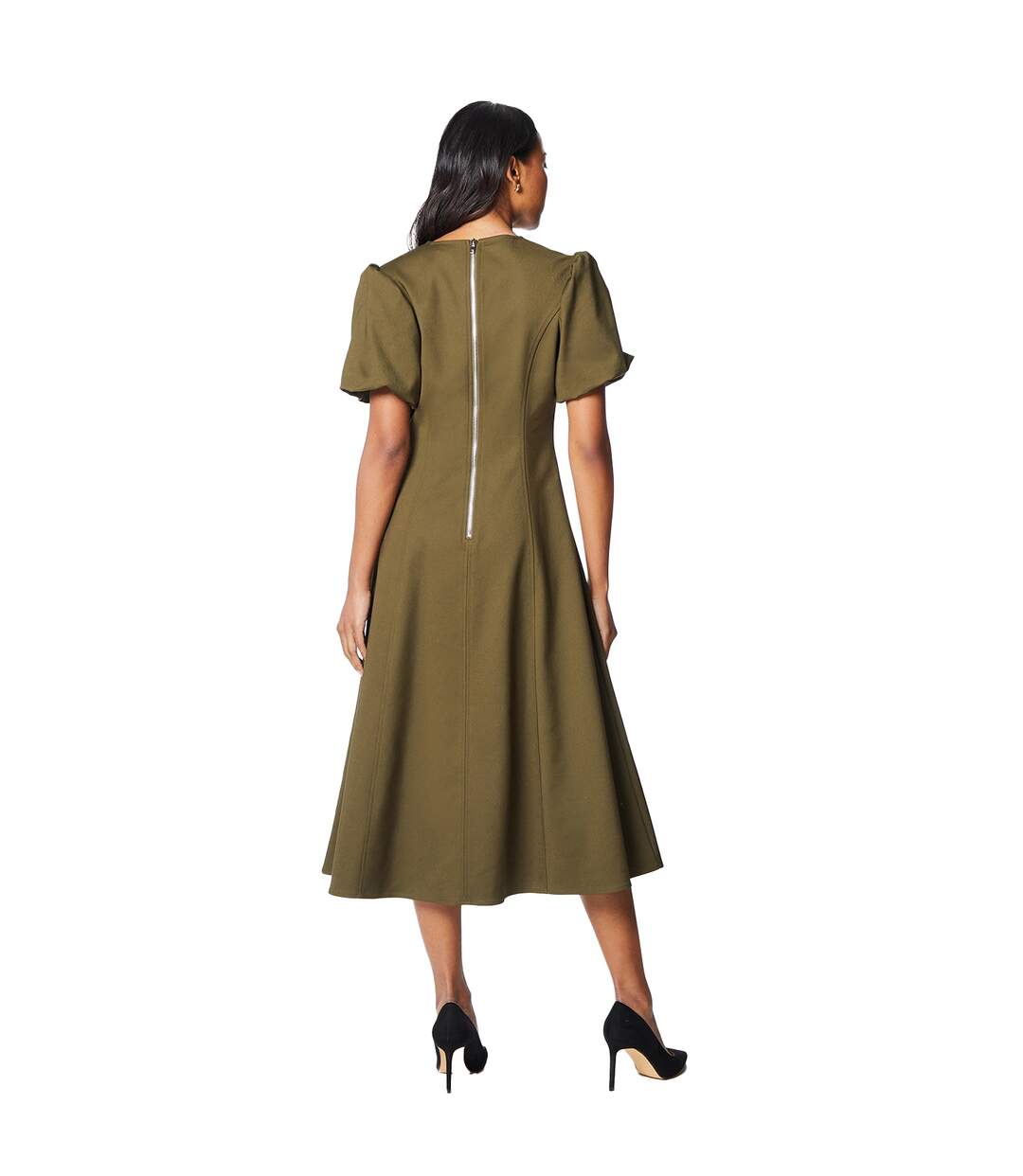 Robe mi-longue femme olive Principles-2