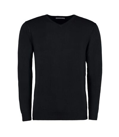 Kustom Kit Mens Arundel V Neck Long-Sleeved Sweater (Black)