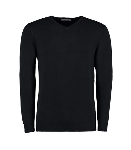 Kustom Kit Mens Arundel V Neck Long-Sleeved Sweater (Black)