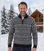 Pull camionneur col montant zippé jacquard PAST1N-1