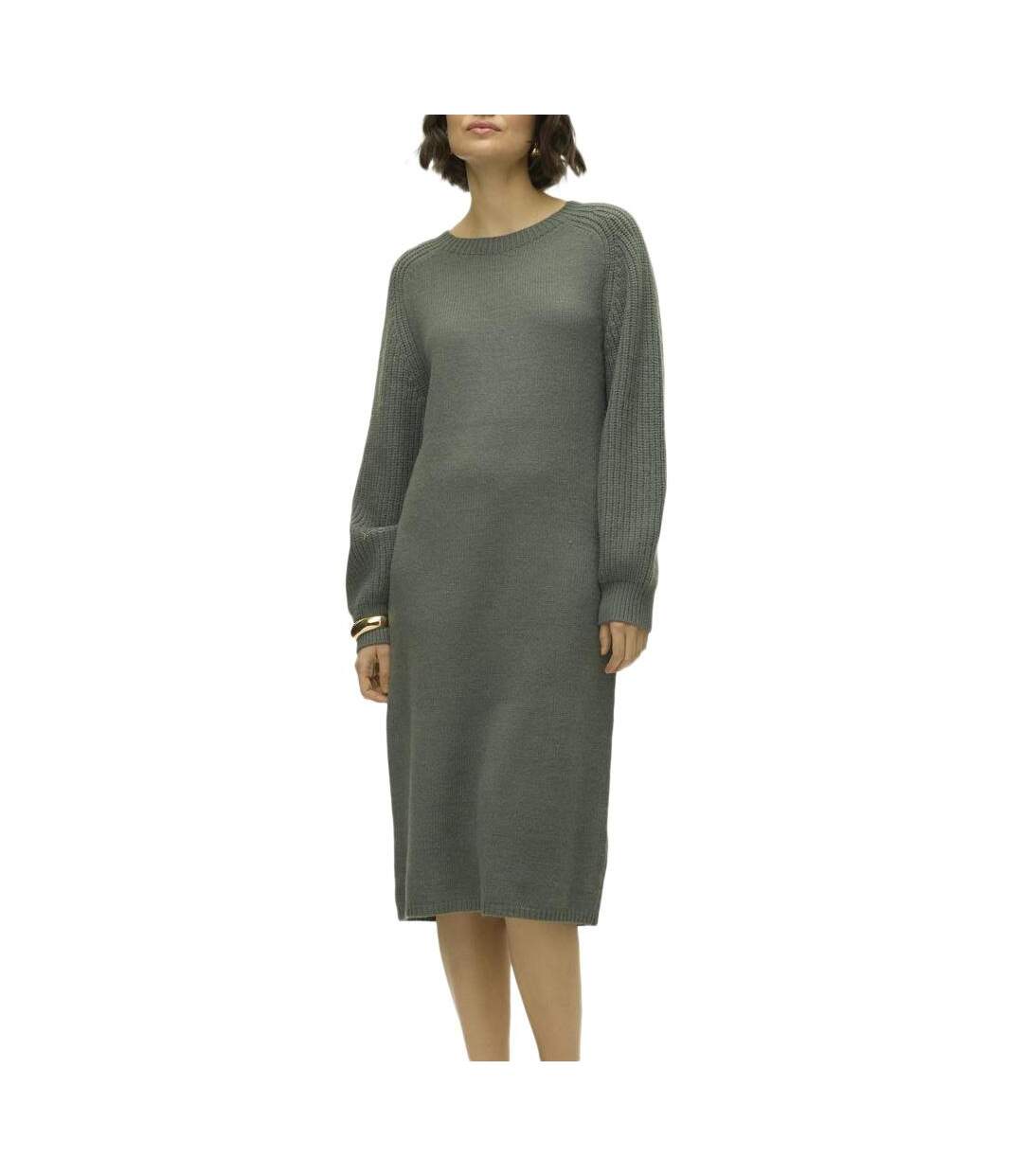 Robe pull verte femme vero moda enya-1