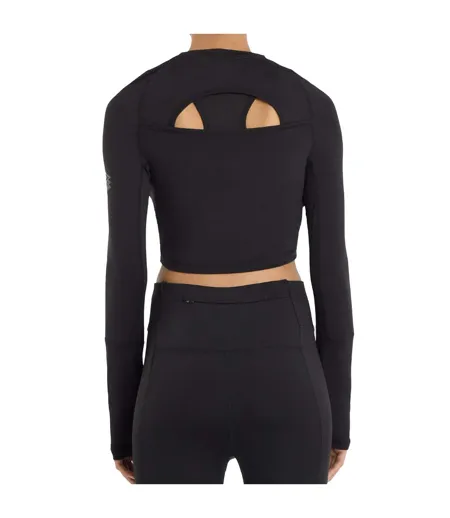 Womens/ladies Pro Long-sleeved Training Crop Top Black Umbro
