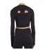Womens/ladies Pro Long-sleeved Training Crop Top Black Umbro-3