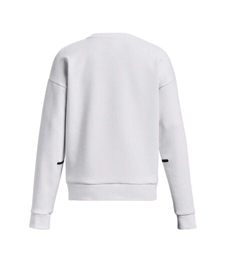 Womens/ladies Unstoppable Fleece Crew Neck Sweatshirt White Under Armour