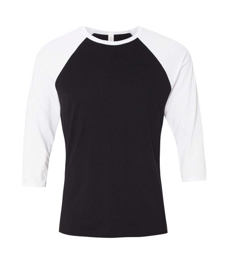 Canvas T-shirt De Baseball À Manches 3/4 Homme Noir Blanc Bella + Canvas