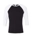 Canvas T-shirt De Baseball À Manches 3/4 Homme Noir Blanc Bella + Canvas-1