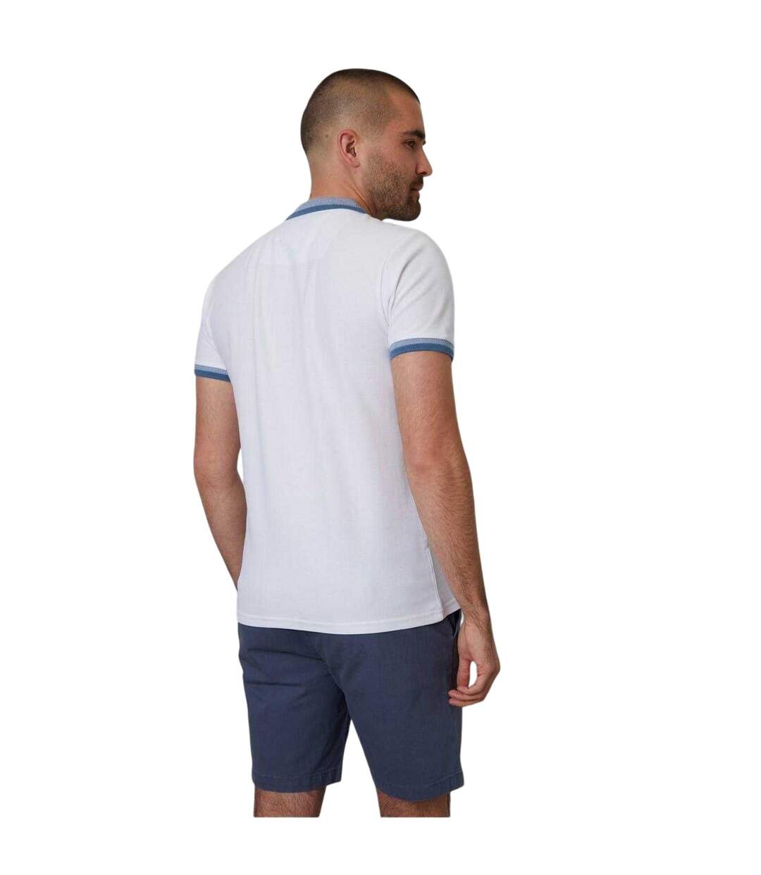 Polo Manches Courtes Motif/style Effet Denim Homme Blanc Threadbare-3