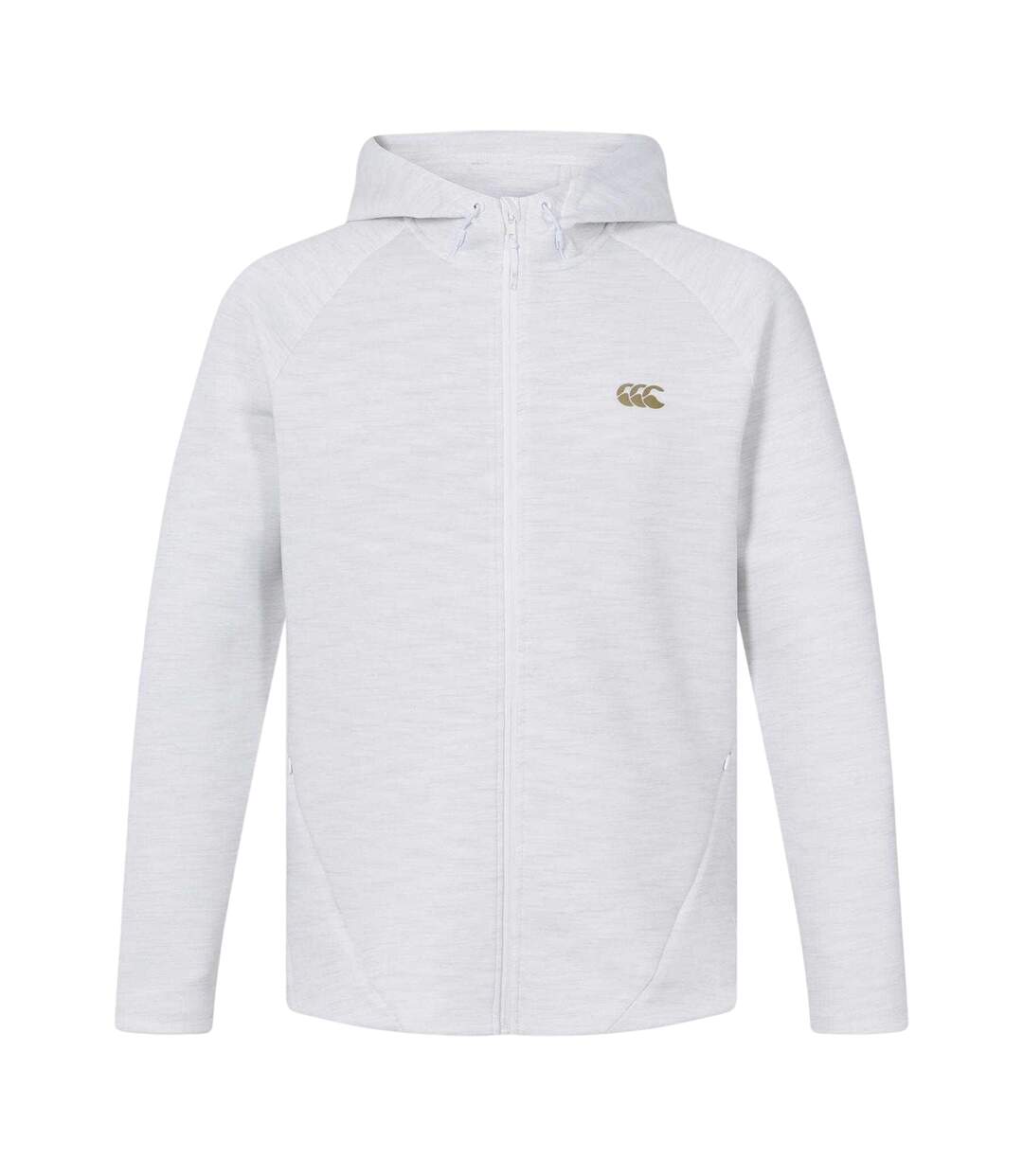 Mens Everest Regular Raglan Full Zip Hoodie White Marl Canterbury-2