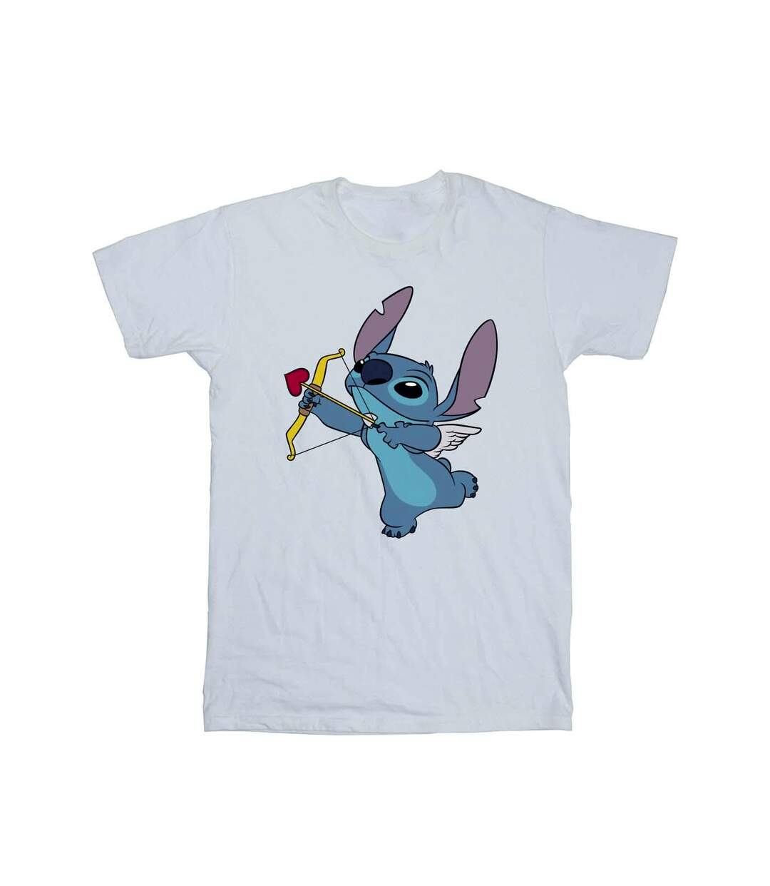 Disney Femmes/Les femmes Lilo And Stitch Stitch Cupid Valentines Cotton Boyfriend T-Shirt (Blanc) - UTBI29737-1