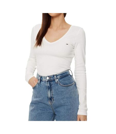 T-shirt manches longues écru femme tommy hilfiger essential - xs