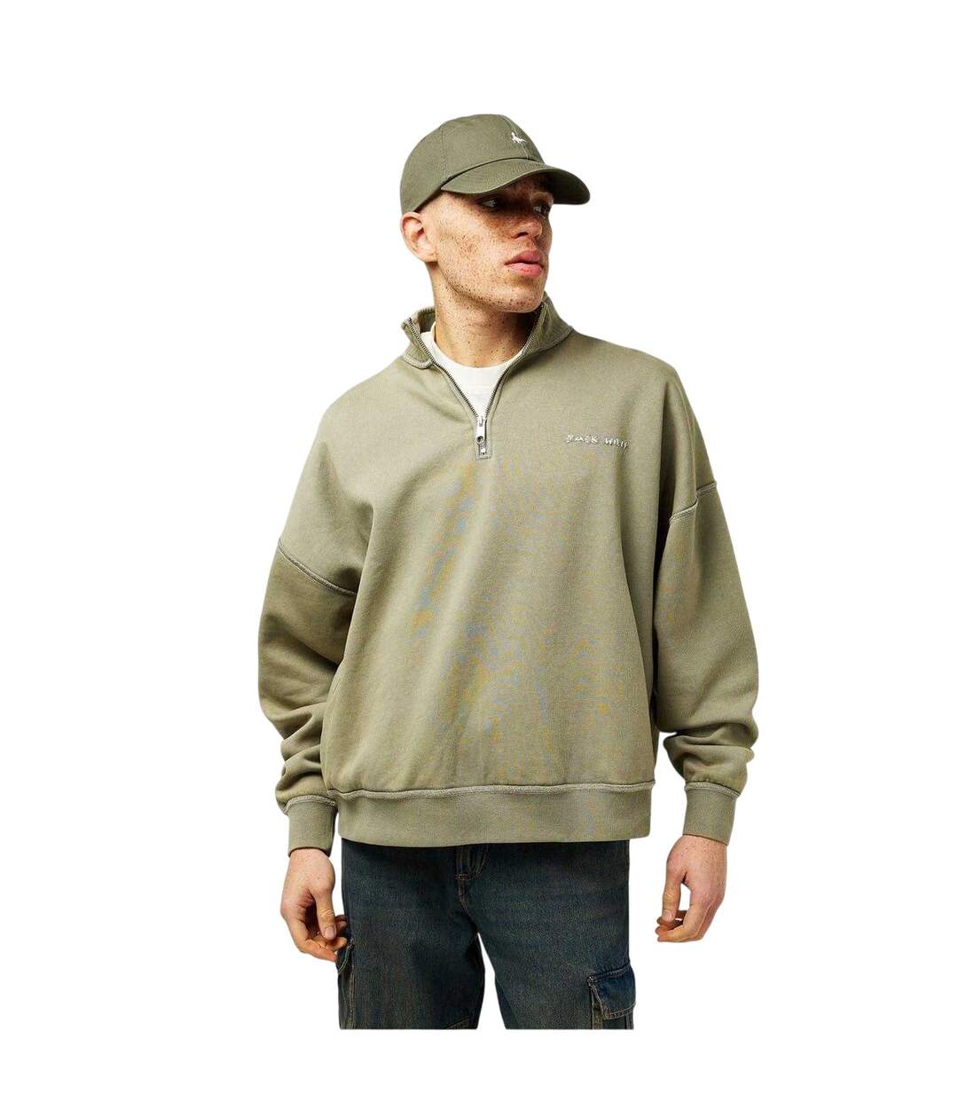 Mens Fleece Sweatshirt Silver Sage Jack Wills-4