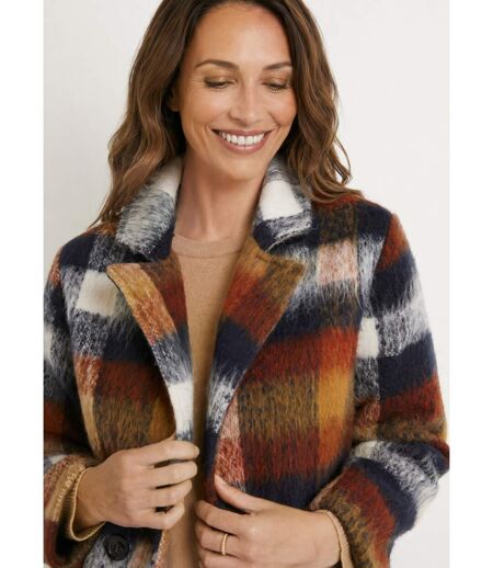Manteau caban chaud tissu carreaux laine