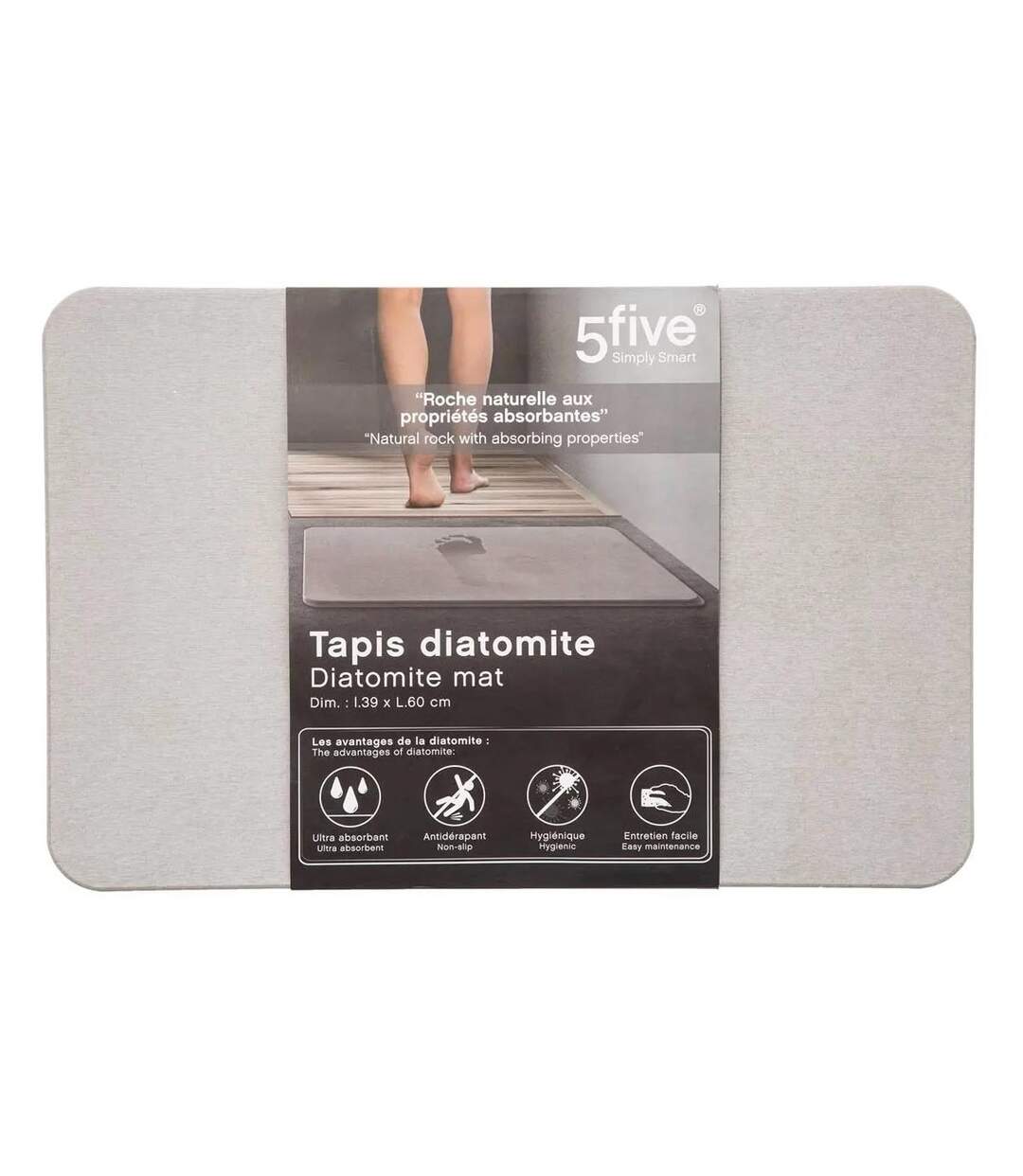 Tapis de Salle de Bain Diatomite 39x60cm Gris-4