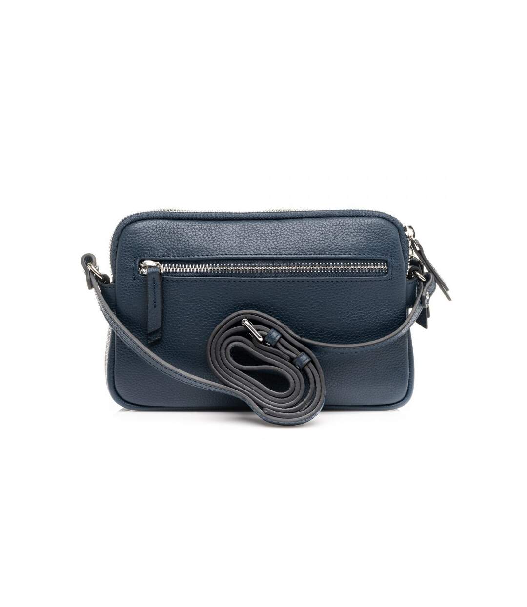 Katana - Sac bandoulière en cuir 2 cpts - marine - 9917-2