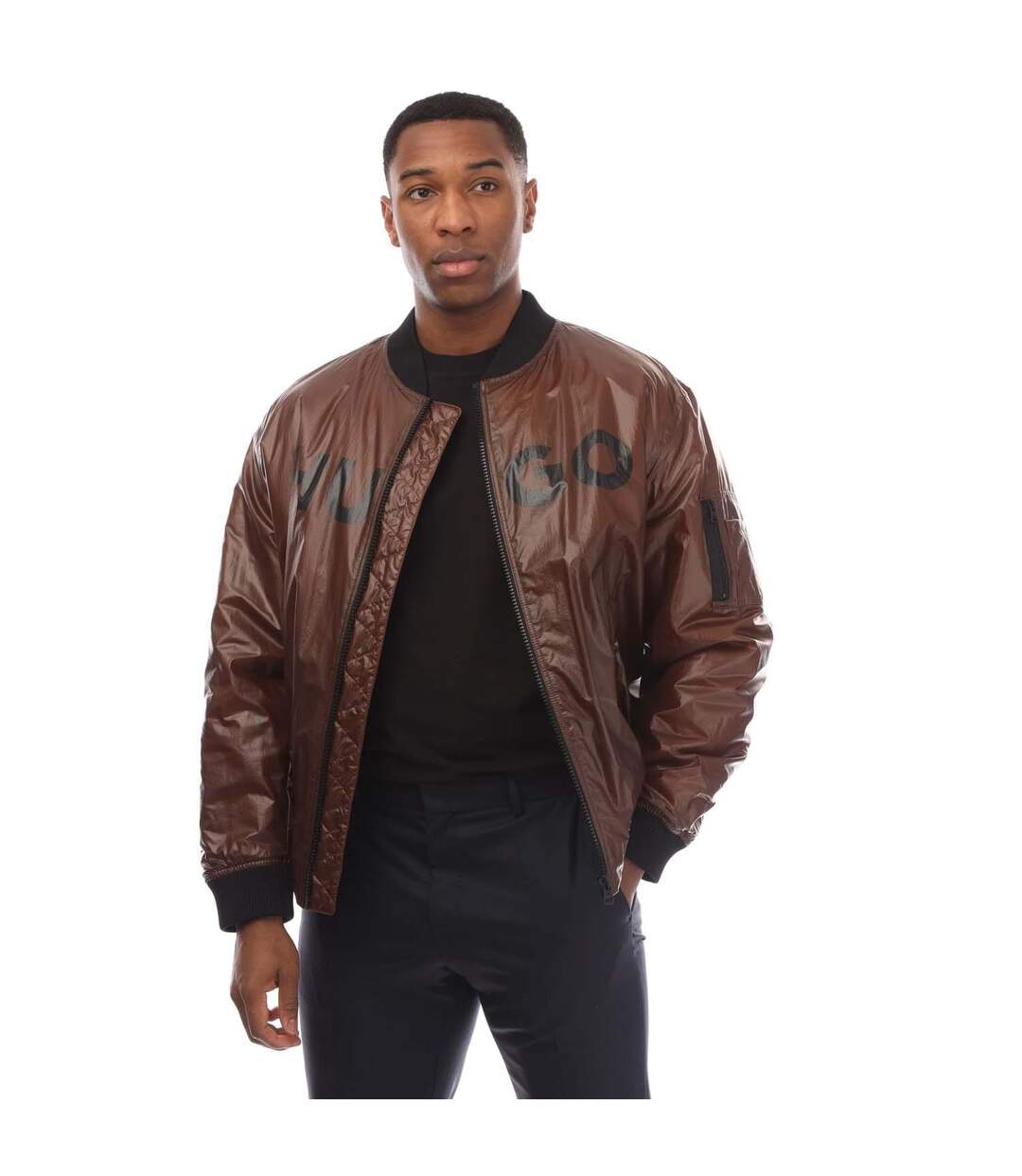 Mens Byler2431 Bomber Jacket Brown Hugo-1