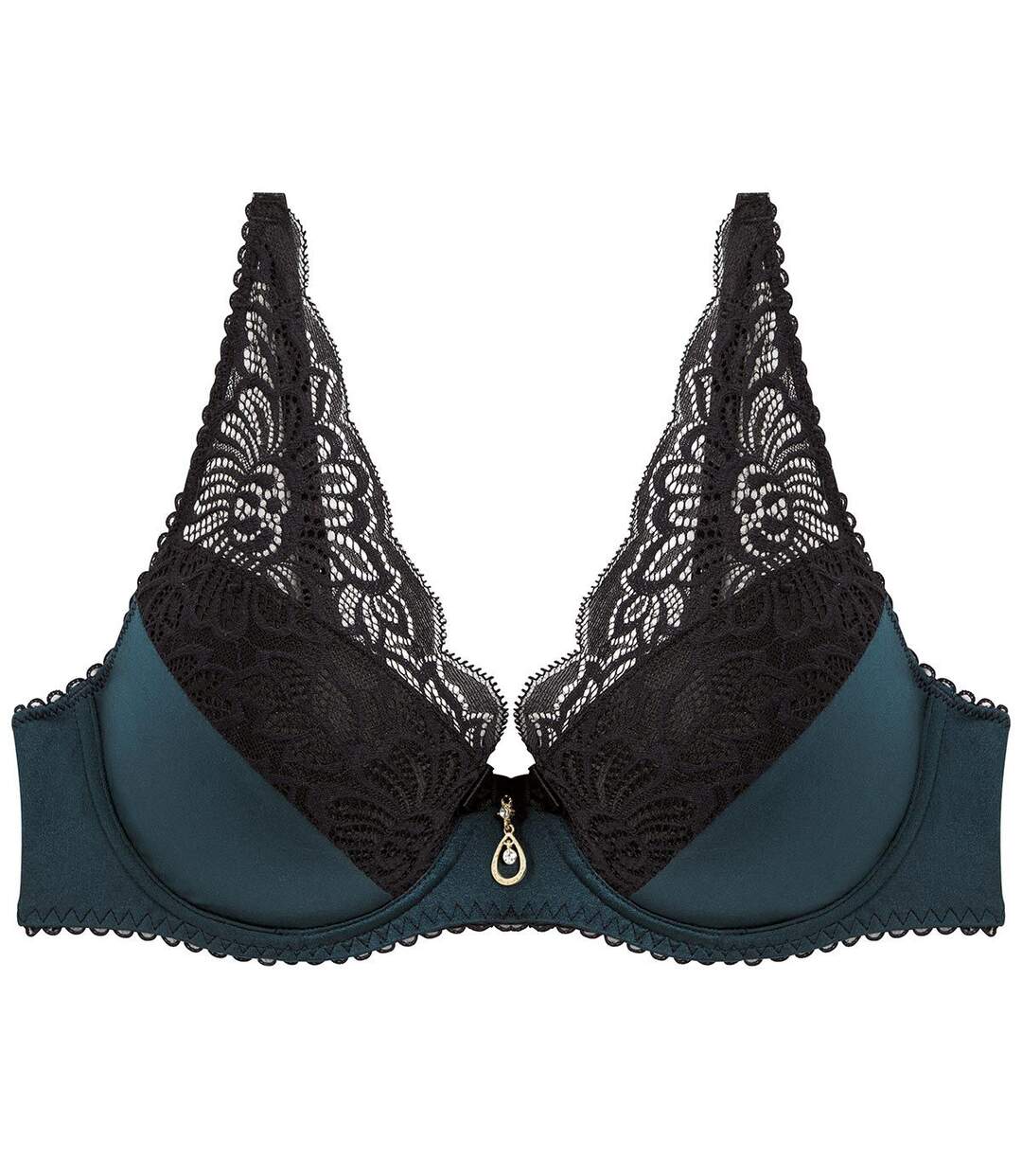 Soutien-gorge ampliforme coque moulée émeraude/noir Epicée-1