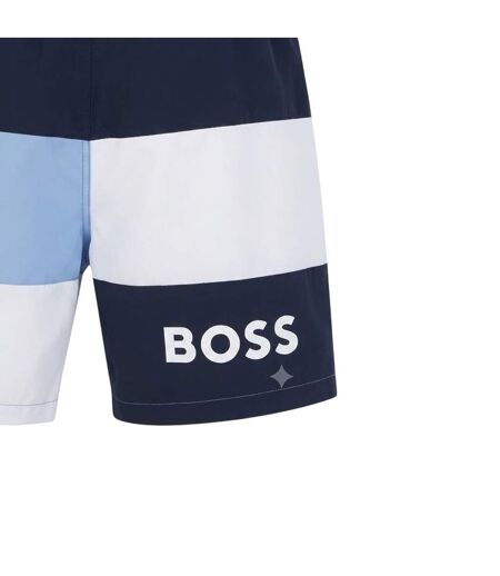 Mens Colour Block Swimming Trunks White Boss
