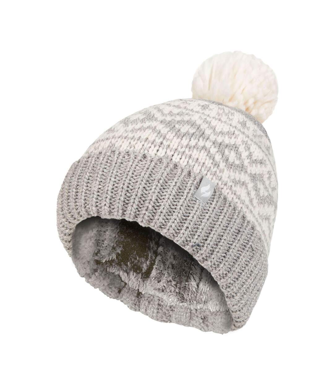 Bonnet à pompon épais à motifs pour femme-1