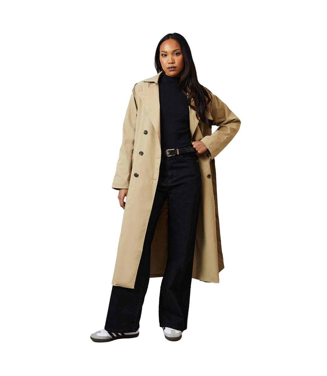 Womens/ladies longline relaxed fit trench coat stone Principles-3