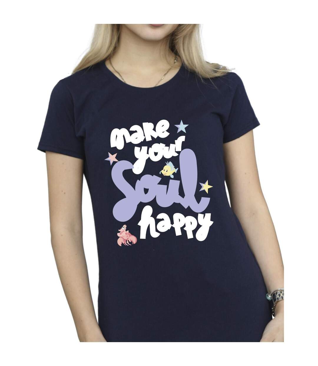 Disney T-shirt coton Happy The Little Mermaid Femme/Ladies (Bleu marine) - UTBI26427-3