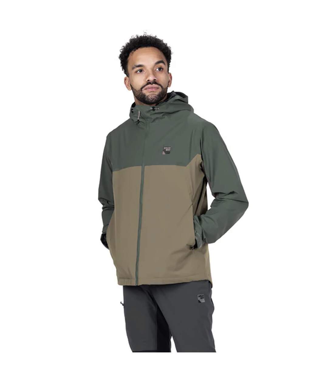 Mens Lightweight Waterproof Hiking Jacket with Hood Half Zip Rain Shell Coat-5