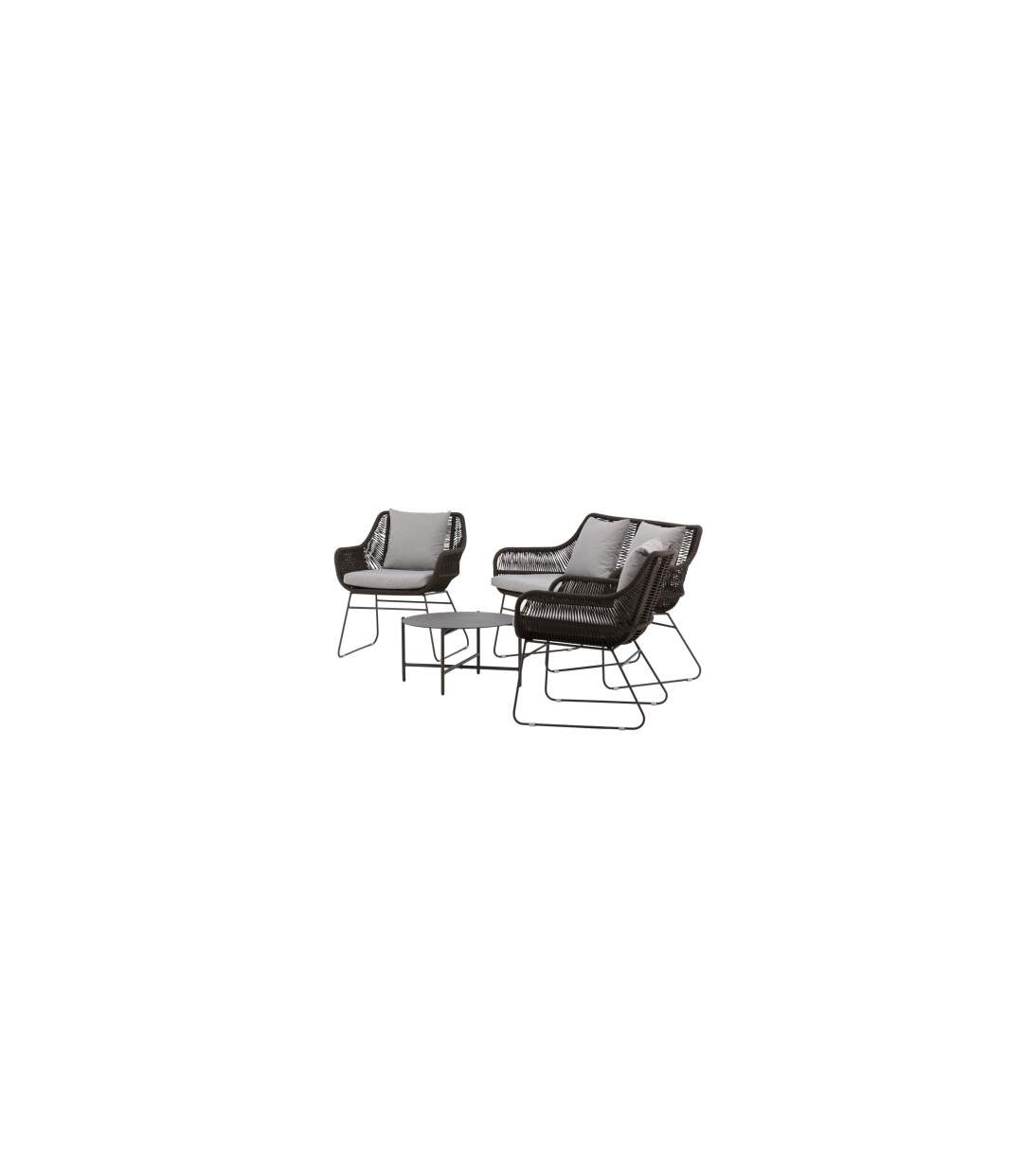 Salon de Jardin Davao 133cm Marron & Gris-3