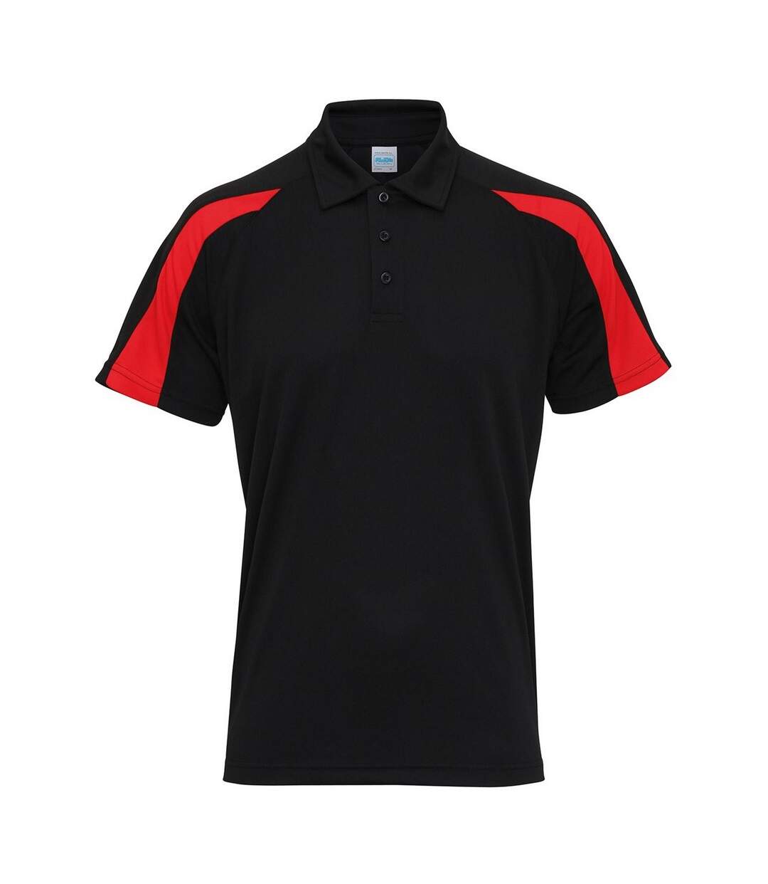 Mens Cool Contrast Polo Shirt Jet Black Fire Red Just Cool-1