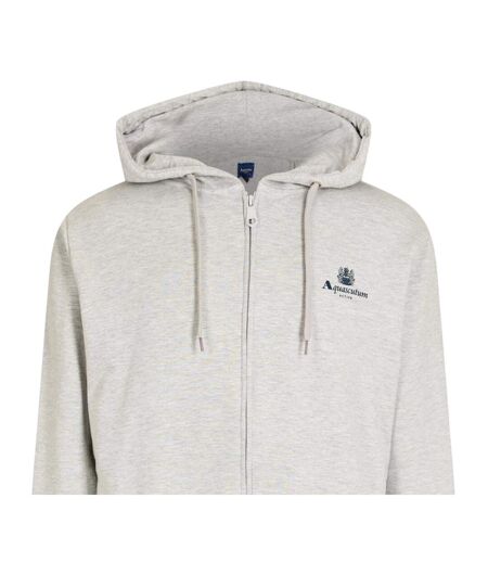 Mens Logo Regular Full Zip Hoodie Grey Melange Aquascutum