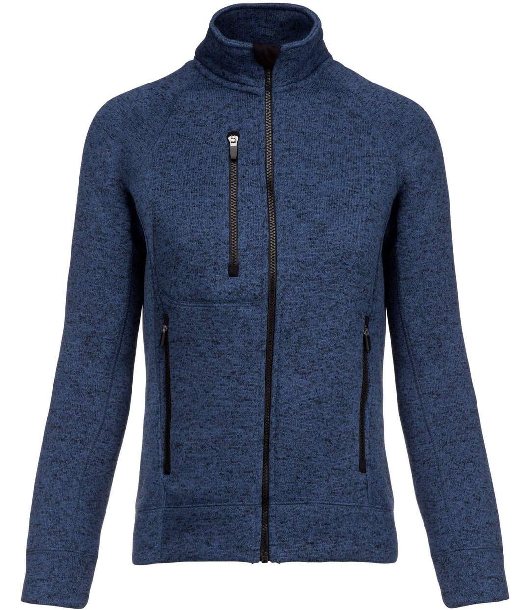 Veste chinée ouverture zippée - femme - K9107 - bleu marine mélange