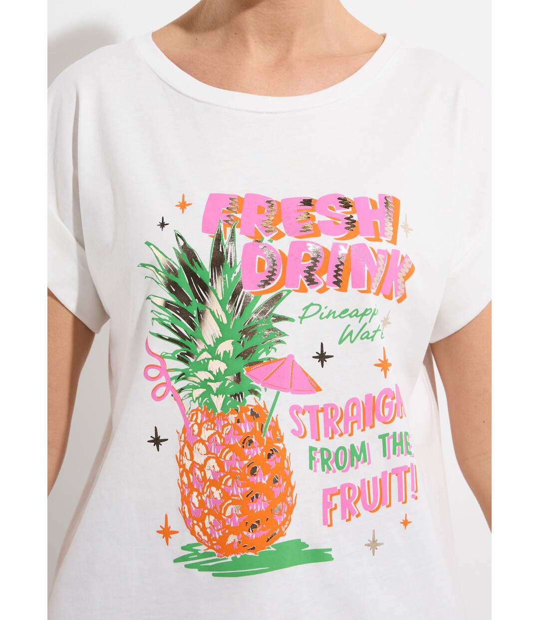 T-shirt col rond sérigraphie Pineapple-4