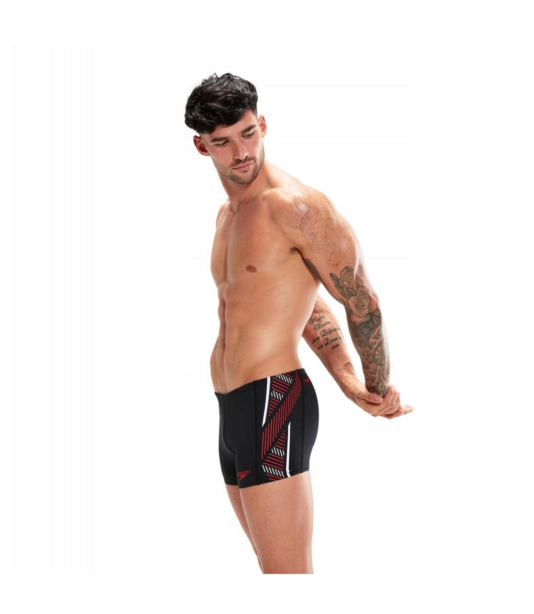 Short De Bain Tech Pnl Asht Homme Noir Rouge Blanc Speedo-4