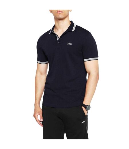 Polo Motif/style Rayure Contrastée Sur Bord Paddy Homme Bleu Marine Boss
