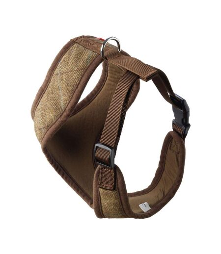 House Of Paws Memory Foam Tweed Dog Harness (Brown) (M) - UTBZ3531