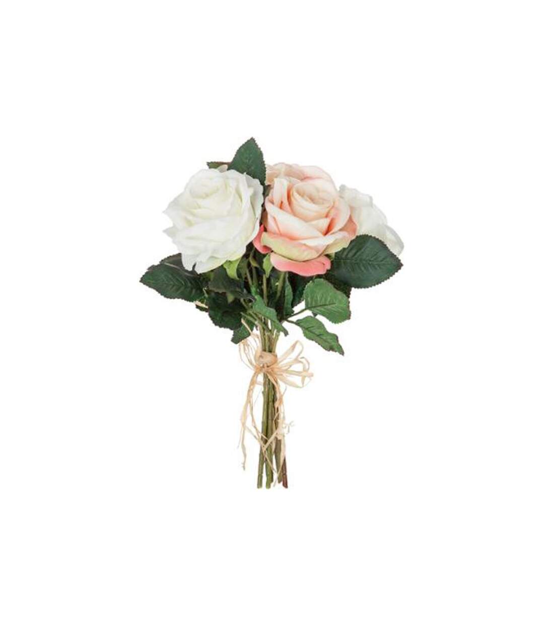Bouquet de Fleur 7 Roses 30cm Rose & Blanc-2