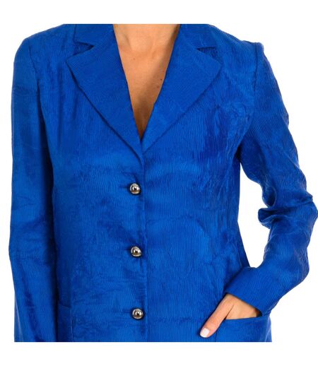 Women's buttoned blazer with lapel collar V2G12TV2007