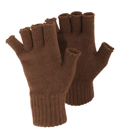 FLOSO Ladies/Womens Winter Fingerless Gloves (Brown) - UTMG-32A