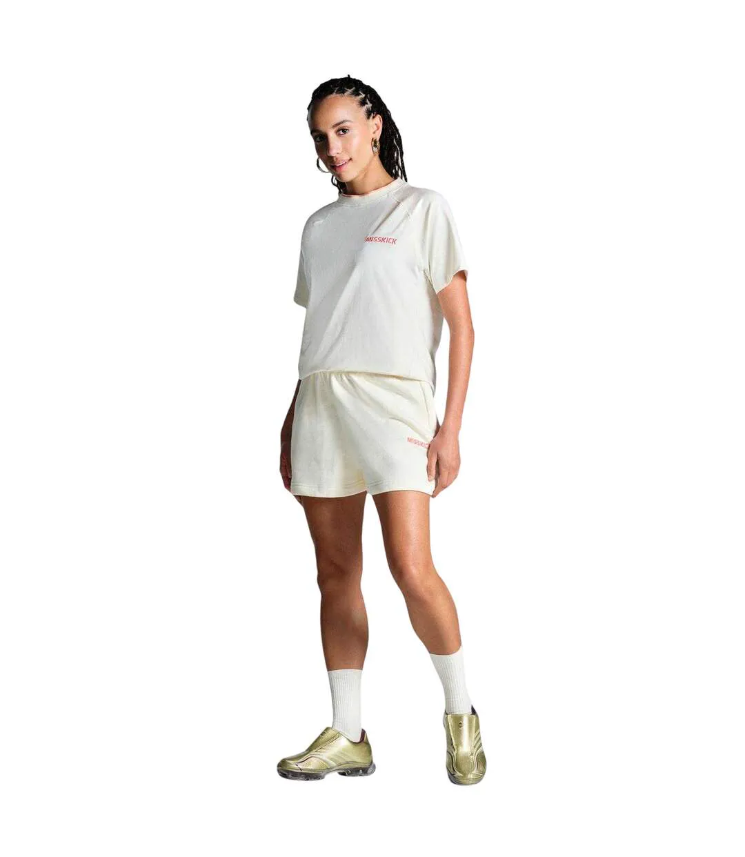 Womens/ladies T-shirt Off White Peach Miss Kick-4