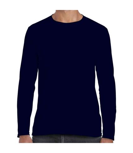 Unisex adult softstyle long-sleeved t-shirt navy Gildan