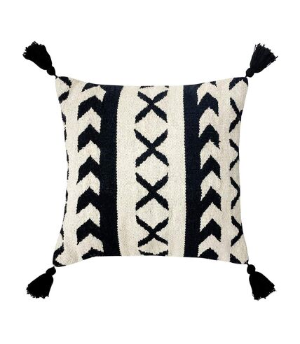 Ural tassel cushion cover one size black/off white The Linen Yard