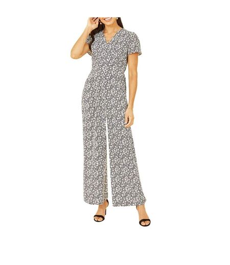 Combinaison Motif/style Petites Fleurs Femme Noir Yumi