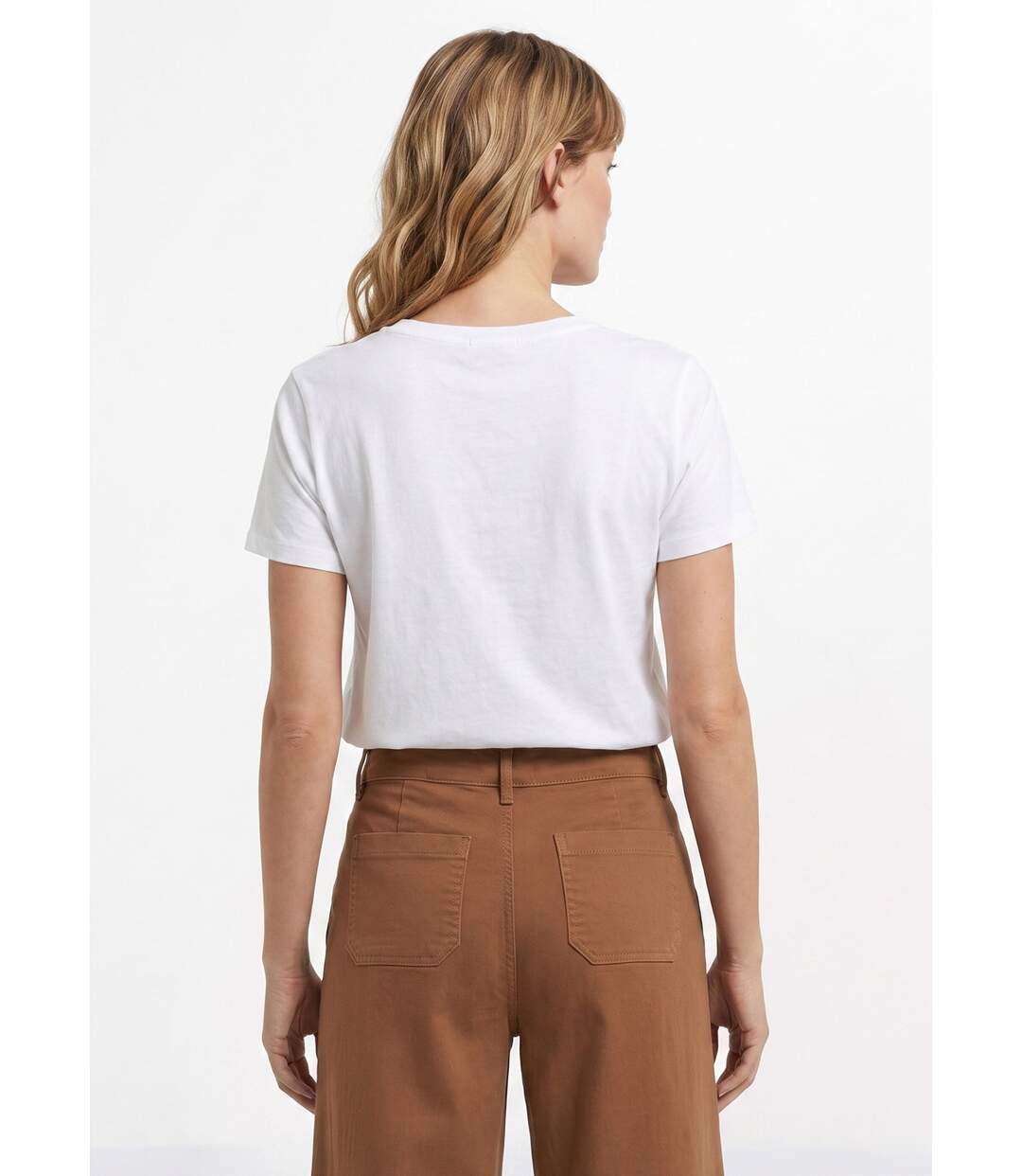 T-shirt pur coton col rond, essentiel-2