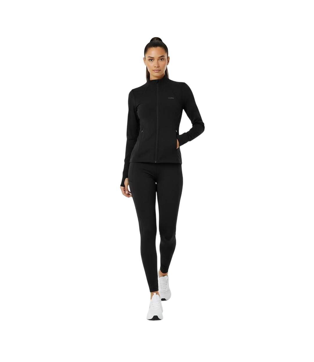 Womens/ladies Core Fitness Track Top Black USA Pro-4