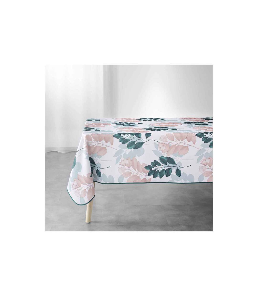 Nappe Imprimée Belline 150x240cm Blanc & Émeraude-1