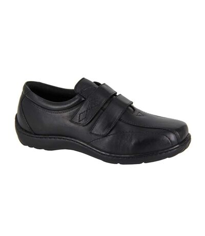 Mod Comfys Womens/Ladies Softie Leather Extra Wide Casual Shoes (Black) - UTDF2251