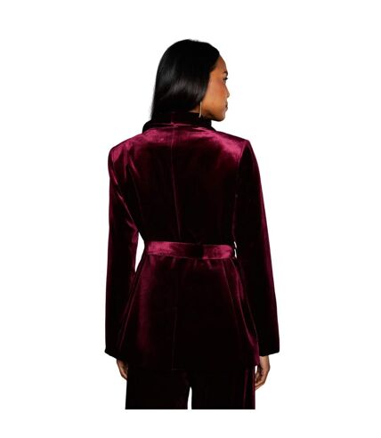 Womens/ladies velvet belted blazer burgundy Principles