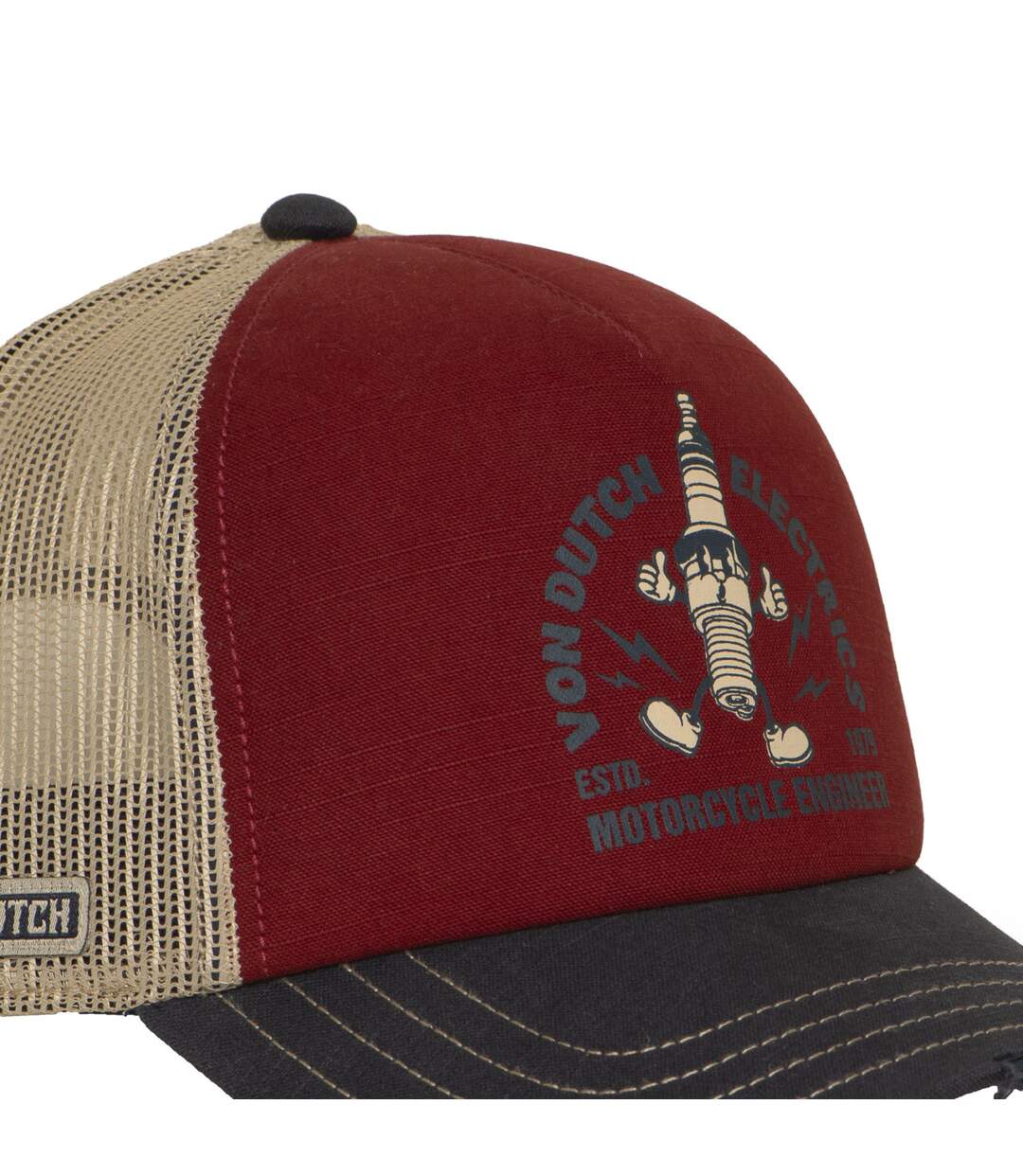 Casquette trucker filet effet usé avec print Crew Electrics Vondutch-3