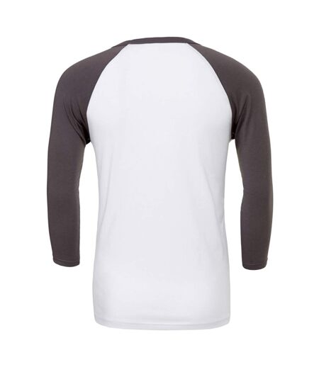 Canvas Mens 3/4 Sleeve Baseball T-Shirt (White/Asphalt) - UTBC1332