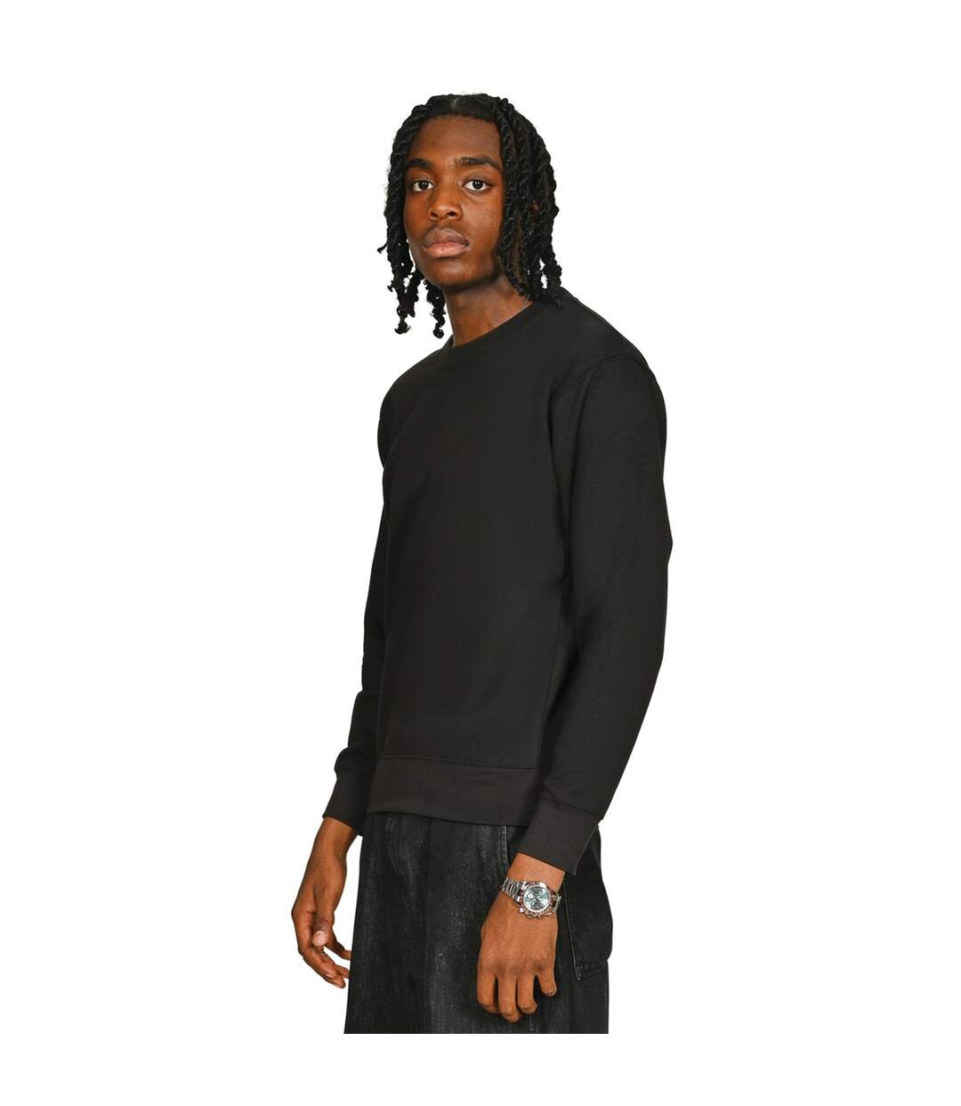 Mens Core Combed Cotton Regular Sweatshirt Black Casual Classics-3